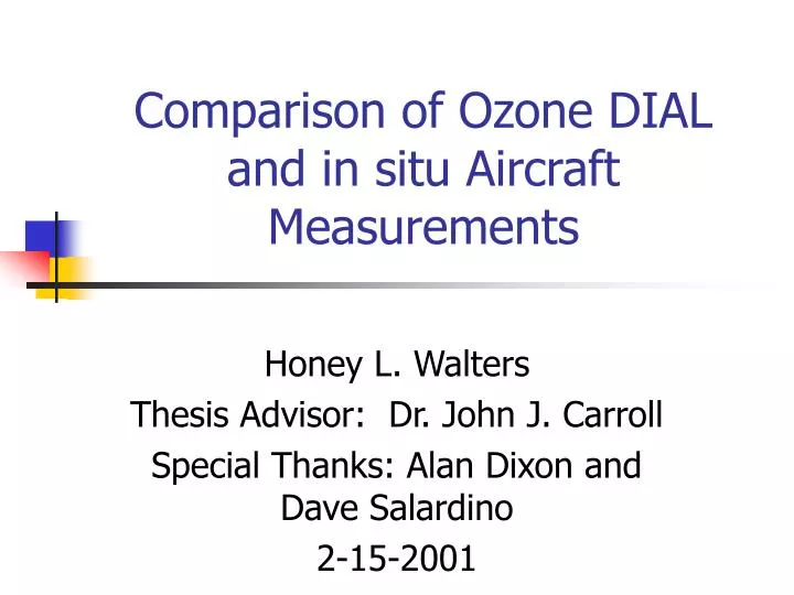 comparison of ozone dial and in situ aircraft measurements