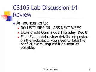 CS105 Lab Discussion 14 Review