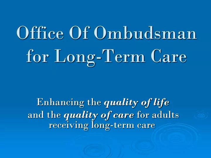 office of ombudsman for long term care