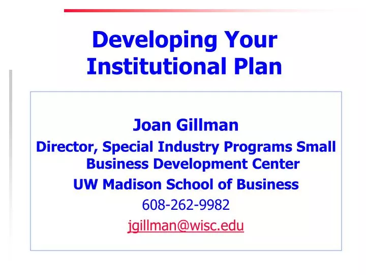 developing your institutional plan