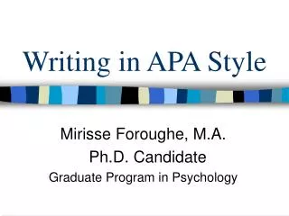 Writing in APA Style