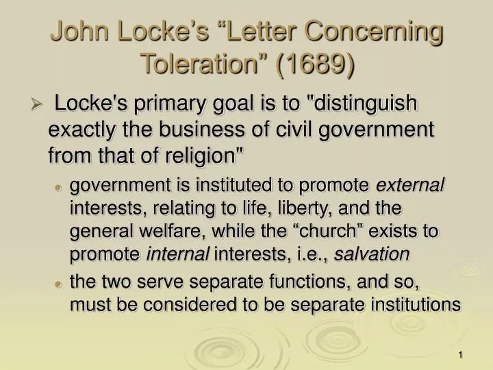 john locke s letter concerning toleration 1689