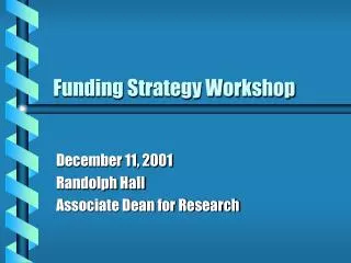 Funding Strategy Workshop