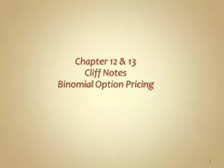 Chapter 12 &amp; 13 Cliff Notes Binomial Option Pricing