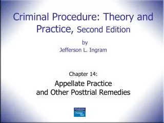 Criminal Procedure: Theory and Practice, Second Edition by Jefferson L. Ingram