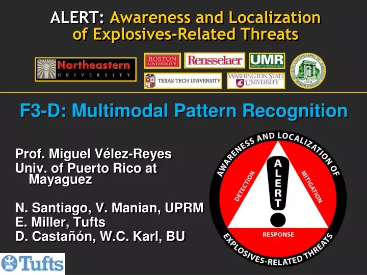 alert awareness and localization of explosives related threats
