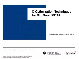 C Optimization Techniques for StarCore SC140