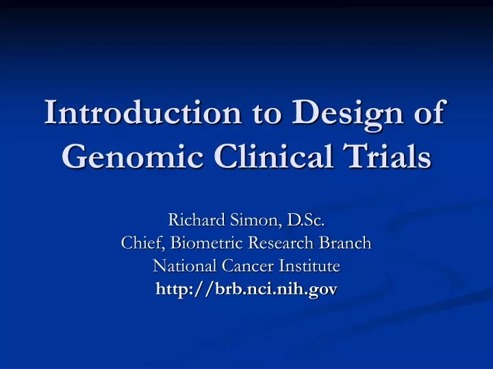introduction to design of genomic clinical trials