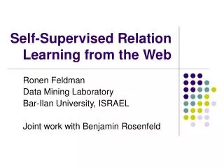 Self-Supervised Relation Learning from the Web