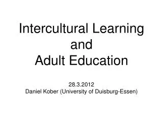 Intercultural Learning and Adult Education