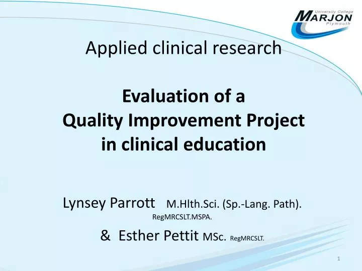 applied clinical research evaluation of a quality improvement project in clinical education