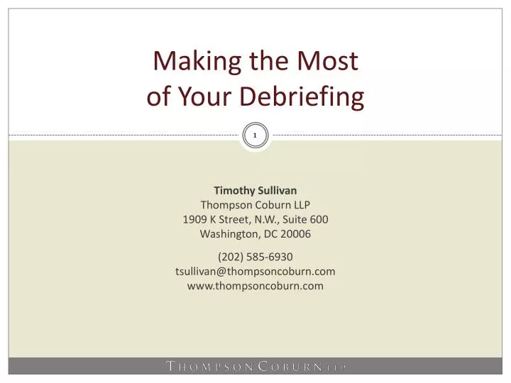 making the most of your debriefing