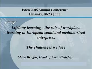 Lifelong learning - the role of workplace learning in European small and medium-sized enterprises
