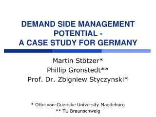 Demand Side Management potential - a case study for germany