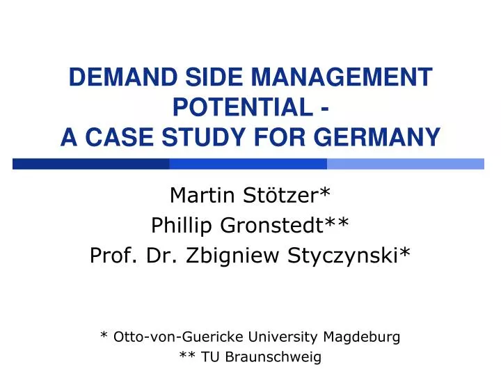 demand side management potential a case study for germany