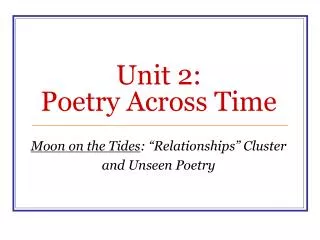 Unit 2: Poetry Across Time