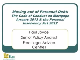 Paul Joyce Senior Policy Analyst Free Legal Advice Centres