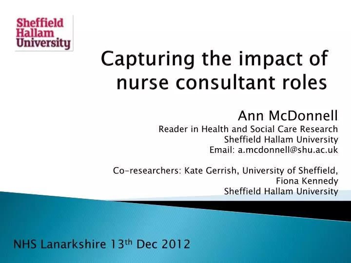 capturing the impact of nurse consultant roles