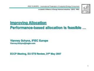 ECCP Meeting, EU ETS Review, 21 th May 2007