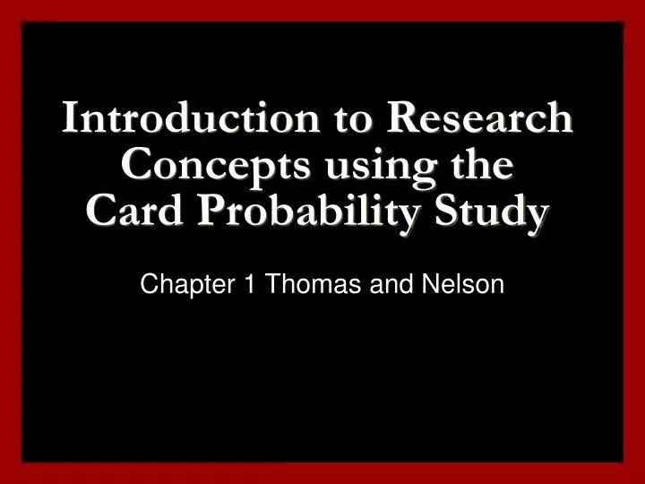 introduction to research concepts using the card probability study