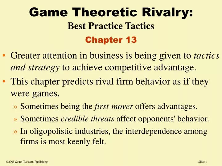 game theoretic rivalry best practice tactics chapter 13