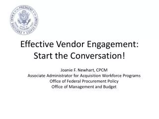 Effective Vendor Engagement: Start the Conversation!