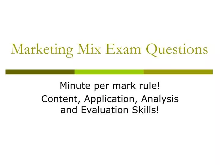 marketing mix exam questions