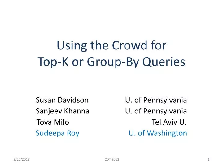 using the crowd for top k or group by queries