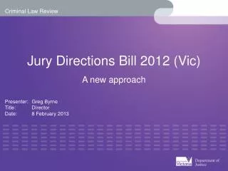 Jury Directions Bill 2012 (Vic)