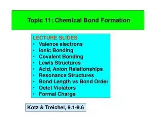 Topic 11: Chemical Bond Formation