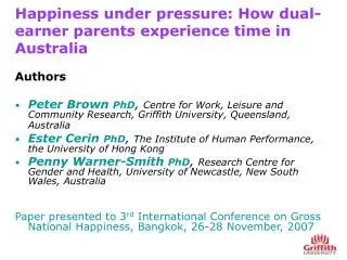 Happiness under pressure: How dual-earner parents experience time in Australia