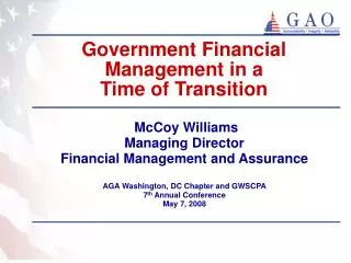 Government Financial Management in a Time of Transition