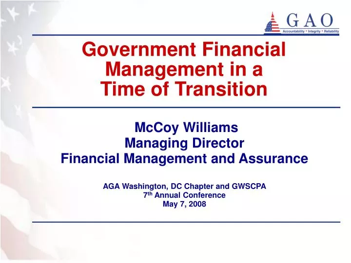 government financial management in a time of transition