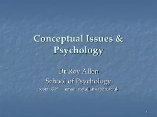 Conceptual Issues &amp; Psychology
