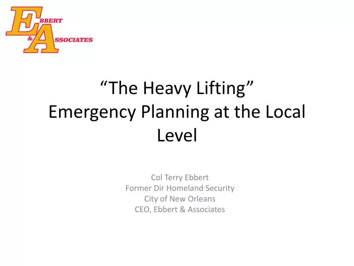the heavy lifting emergency planning at the local level
