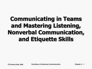 Communicating in Teams and Mastering Listening, Nonverbal Communication, and Etiquette Skills
