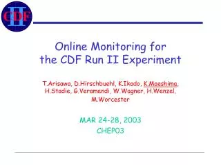 Online Monitoring for the CDF Run II Experiment