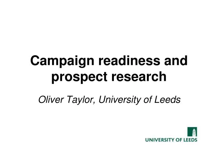 campaign readiness and prospect research