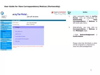 User Guide for View Correspondence/Notices (Partnership)