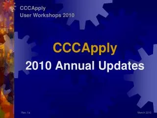 CCCApply 2010 Annual Updates