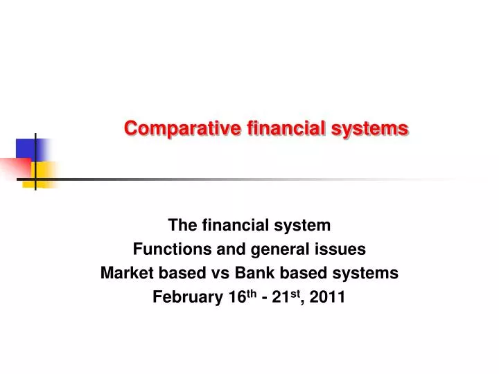 comparative financial systems