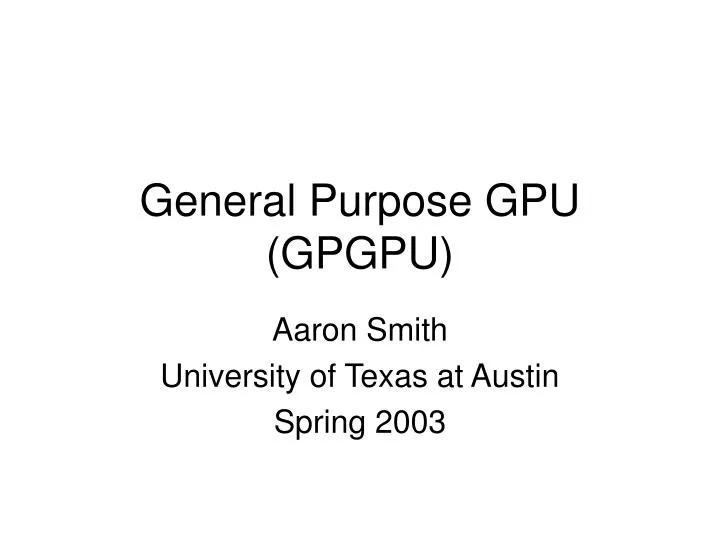 general purpose gpu gpgpu