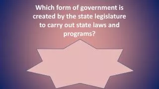 Which form of government is created by the state legislature to carry out state laws and programs?