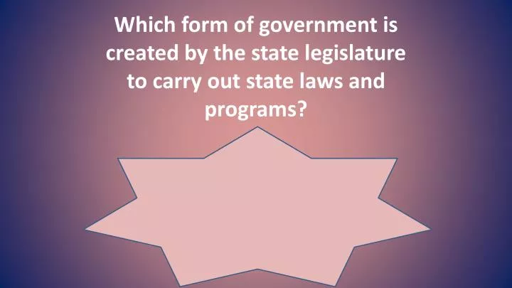 which form of government is created by the state legislature to carry out state laws and programs