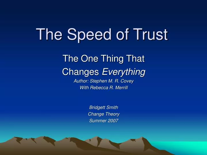 the speed of trust