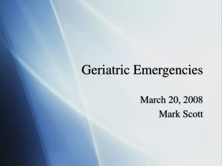geriatric emergencies