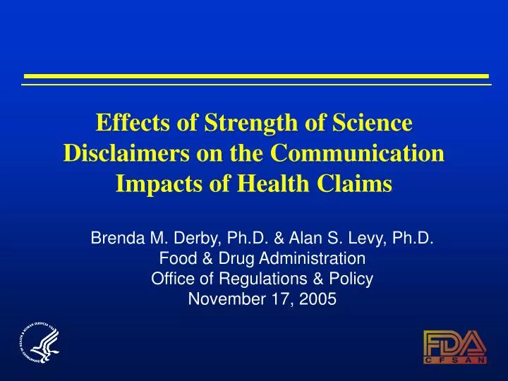 effects of strength of science disclaimers on the communication impacts of health claims