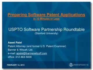 Preparing Software Patent Applications in 10 Minutes or Less