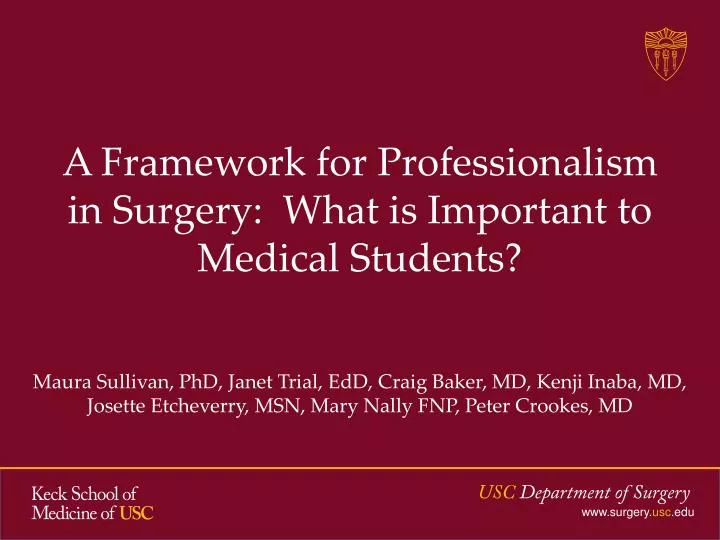 a framework for professionalism in surgery what is important to medical students