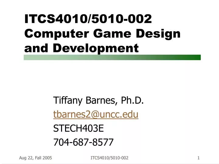 itcs4010 5010 002 computer game design and development